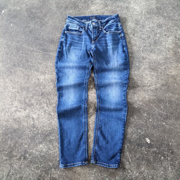 Silver Jeans Denim - Silver Jeans Boyfriend Womens 25 Blue Pants Dark Faded Stretch Crop Ankle Y2K